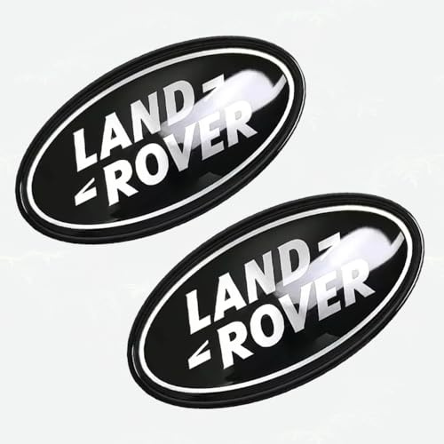 AC-Digital 4Pcs OEM Front Grille & Tailgate Emblem Decals for Land Rover Evoque,Sport,Discovery,Velar,Defender Chrome 85mm Oval Range Rover Grill Badge Logo with Free Black Surround Cover