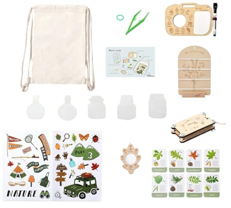 Juego de explorador de la naturaleza para niños | Equipo de aprendizaje de microscopio para plantas - Juego de aventuras al aire libre para niños - Para niñas adolescentes, escuela, cumpleaños