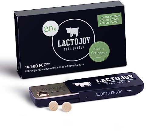 LactoJoy Laktase-Tabletten I 14.500 FCC I 80 Stk. - Lactase Enzym bei Milchzucker Unverträglichkeit