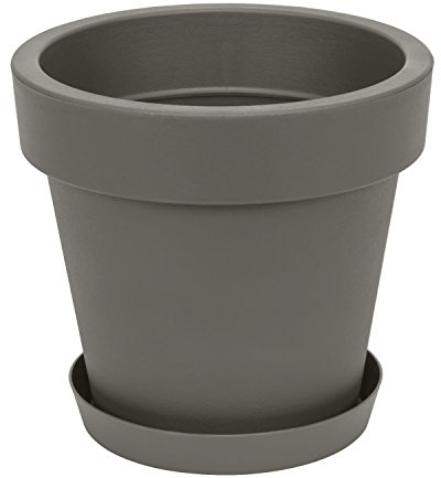 Pot de Fleur avec Soucoupe en Plastique Lofly, Classique, 40 cm diam, Gris