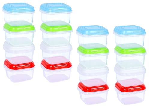 ARSUK Petits Pots de Conservation Bébé 120ml - Kit de 16 Contenants Hermétiques pour Purée, Repas, Congélation - Petit Pot Plastique Bébé Micro-ondable avec Couvercles
