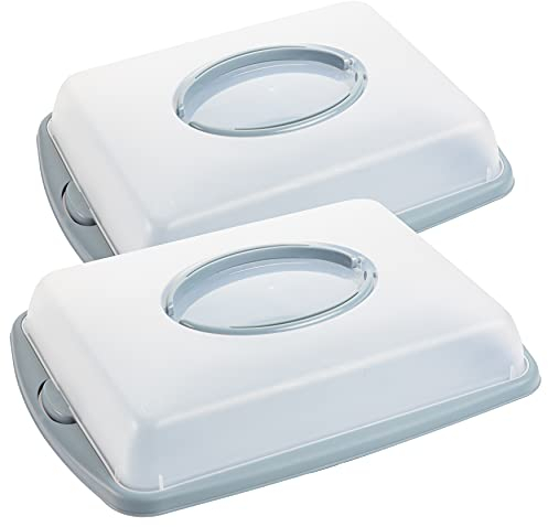 Kuchencontainer 2 Stück, Tortenbehälter, Lebensmittel Transportbox mit klappbaren Griffen 43 x 31 x 9 cm 6,5 Liter Farbauswahl, Made in Europe, Farbe:Blau