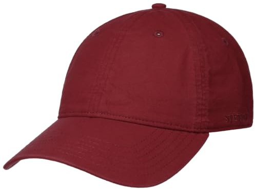 Stetson Ducor Sun Guard Fullcap Uomo - Cappellino da Baseball in Cotone bio (sostenuto) - Primavera/Estate - Protezione UV 40+ - Look-StoneWashed - Cappellino da Esterno Rosso Bordeaux L (58-59 cm)