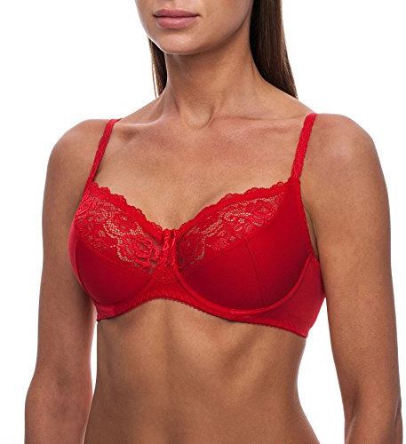 frugue Women's Sexy Lace Full Cup Coverage Underwired Unpadded Soft Bra(Size: 36 F)