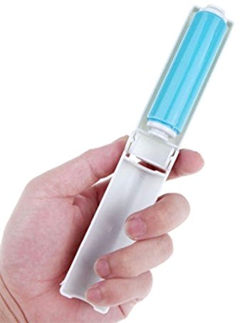 SHOP-STORY - Petit Rouleau de Poche Anti Poils Bouloches Peluches Cheveux Pellicules Poussières Cette Mini Brosse Autocollant est Lavable et Réutilisable - Bleu