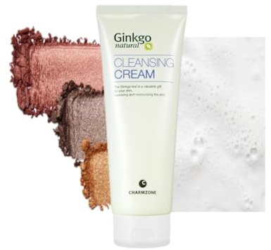 CHARMZONE Ginkgo Natural Cleansing Cream Makeup Remover, Deep Facial Cleanser for All Skin Types, Gentle Hydrating Korean Cleanser with Ginkgo Leaf Extract, Non-Greasy Rinse-Off, 7.06 oz K-Beauty