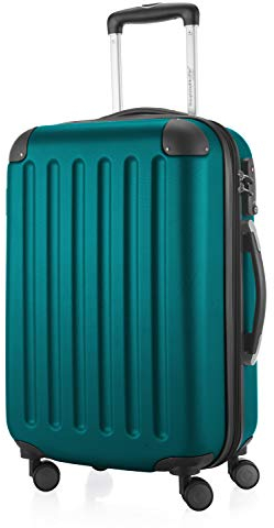 HAUPTSTADTKOFFER - SPREE - Handgepäck Hartschalen-Koffer Trolley Rollkoffer Reisekoffer, 4 Doppel-Rollen, 55 cm, 42 L, Aqua Grün