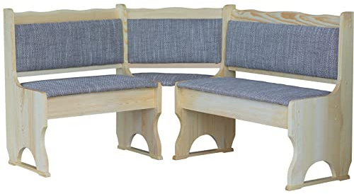 k koma Banco esquinero de pino lacado con acolchado de madera maciza beige (120 x 140)