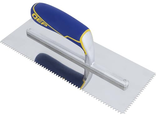 QEP Comfort Grip Stainless Steel Trowel V-Notch 3/16 x 5/32