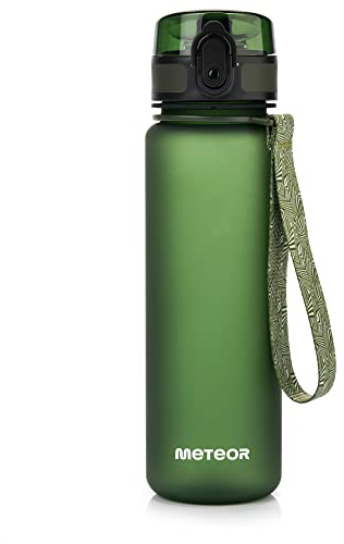 Meteor Vattenflaska Sport BPA-fri Tritan 500–1500 ml – Läckagesäker Träningsflaska med Måttskala och Fruktfilter – Enfärgad Design för Gym, Arbete och Resa