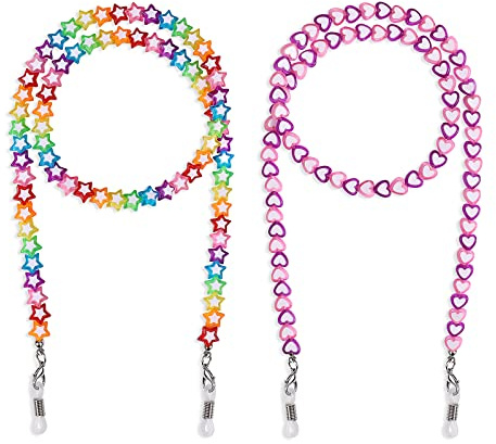 Hifot Laccio Occhiali Bambini 2 Pezzi,Cinturino Catena Occhiali Sole Perline Catenine cordini per Sport, Catene Occhiali per Bambini