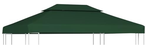 Keketa Pavilion ersättningstak, paviljongtak, ersättningsskydd, tak med avlopp för skorstensavlopp, UV-skydd och vattentät paviljong, ersättningstak, takpresenning för paviljong, 310 g/m², grön, 3 x 4