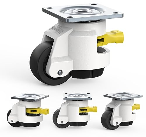 Rueda para Cargas Pesadas con Mango de Trinquete Juego de 4 Ruedas Giratorias de 50 mm Ruedas Industriales Capacidad de Carga Total 1000 Kg (TD60)