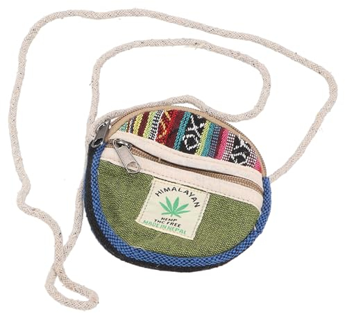 GURU SHOP Rundes Ethno Patchwork Portemonnaie, Mäppchen, Brustbeutel - Grün/bunt, Unisex - Erwachsene, 12x12x2 cm