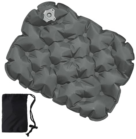 TNSLAND Siège Gonflable Noir Tapis de Camping Imperméable Coussin d'air pour Randonnée Voyages Pêche Bateau Ou au Concert Plage Pelouse Maison (Gris)