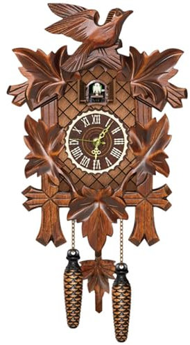Hperu Wooden Cuckoo Clocks Pendulum Wall Clock for Wall Coo Coo Clock with Night Mode Cuckoo Clock with Working Bird for Living Room Bedroom Housewarming Gifts