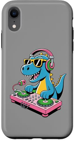 Tocadiscos DJ Dino Funny Music Lover Dinosaur Vibes Carcasa para iPhone XR