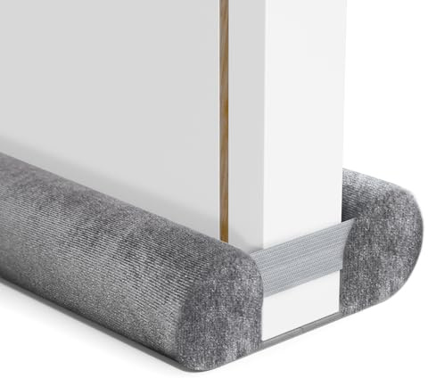 BKSAI Boudin de Porte Isolant Froid Double 60-75CM Bas de Porte Isolant sans Colle - Boudins Portes Isolation Froid Anti Bruit Poussière Lumière Insectes - Gris