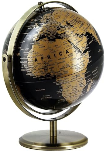 Black & Gold World Globe with 720° Rotating Stand – 27cm Large Decorative Earth Globe for Home, Office, or Desk – Elegant Educational Gift Ornament