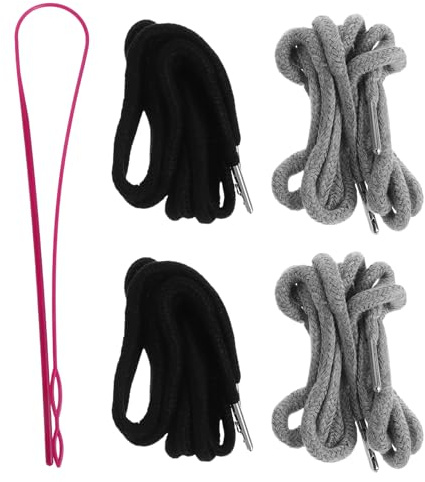 HOODANCOS Kit de Cordones con Dispositivo Pasador para Ropa Cuerda para Pantalones Sudaderas y Chaquetas Cordón de Cintura Resistente para Joggers y Capuchas Set Gris y Negro