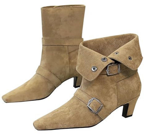 Générique Bottines Femme Talon Bloc Casual 5CM Réversible Deux Options de Style Botte Classique Bottines en Daim-Numeric_40