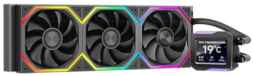 Jungle Leopard Astroshel V2G 360 Argb Water Cooling CPU Cooler|3 * 120mm PWM Fans with 2000RPM|Customizable LCD Digital Display Screen|for Intel LGA1851/1700/1200/115X AMD AM4/AM5 (Black-360mm)