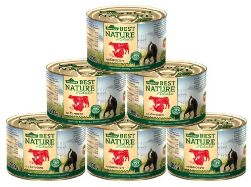 Dehner Best Nature Katzenfutter Adult, Rind und Pute mit Karotten, 6 x 200 g (1.2 kg)
