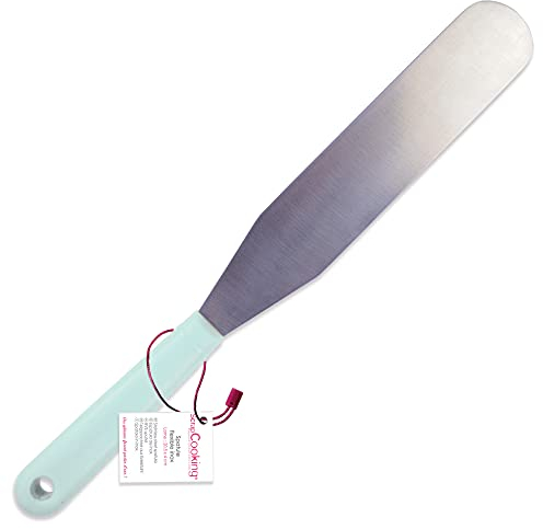 SCRAP COOKING 5174 Spatule Plate Flexible INOX 32 cm-Ustensile Pâtisserie Gâteau Cuisine-Accessoire Cake Design Glaçages Chocolat Crêpes-Vert d’Eau, Multicolore, 32 x 4 x 1,6 cm