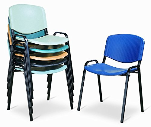 Europrimo Sedia Da Ufficio Poltrona Fissa per Sala Attesa metallo e plastica blu impilabile