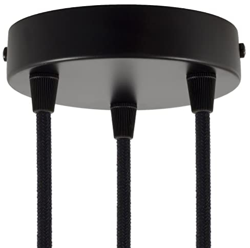 creative cables - Zylindrischer 3-Loch-Lampenbaldachin Kit aus Metall - Konisch, Schwarz