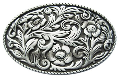 Schnalle123 Gürtelschnalle Western Texas Cowboy Blume 3D Optik für Wechselgürtel Gürtel Schnalle Buckle Modell 104
