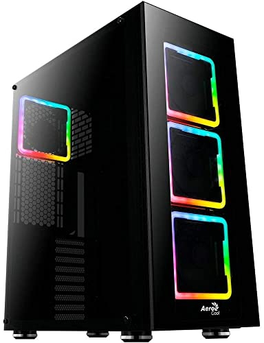 Aerocool TOR Pro - Caja de PC, E-ATX, cristal templado, 4 ventiladores RGB 14cm negro