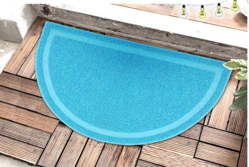 OPUL Felpudo de entrada con espaguetis de goma de PVC, resistente, estilo de entrada, media luna, 36 x 60 cm, color azul