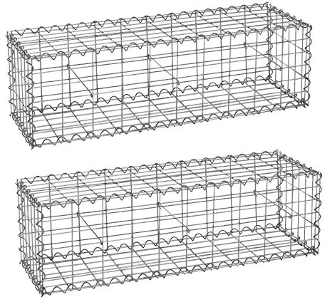 ESTEXO Gabionen 100 x 30 x 30 cm 2er Set, inklusive Spiralen und Distanzhalter