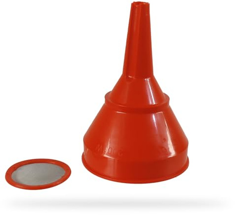 GREENSTAR - Imbuto in plastica - Con filtro rimovibile - Per fai da te o meccanici - 100 mm - Rosso