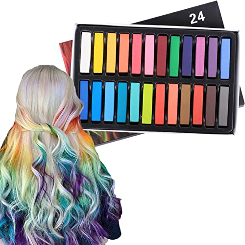 24 Farben HaarfäRbekreide, TemporäRe HaarfäRbekreide, Waschbarer Einweg-HaarfäRbestab, haarkreide für kinder FüR Jungen/MäDchen, Cosplay, Party, Weihnachten, Geburtstagsgeschenke