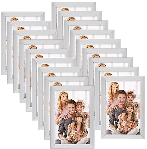 Hoikwo Multiples Juego de 18 Marcos de Fotos 10x15cm, Plata Marcos para Cuadros 15x10 para Colgar en la Pared o Sobre la Mesa