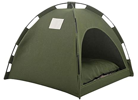 Fonowx Tipi Höhle großes Zelt für Katzen Hunde, Katzenzelt Haus mit abnehmbarem Kissen, waschbares Katzenbett, Kätzchen Haustiere Zelt für Scheune, Balkon, Flur, 40 x 40 cm Grün