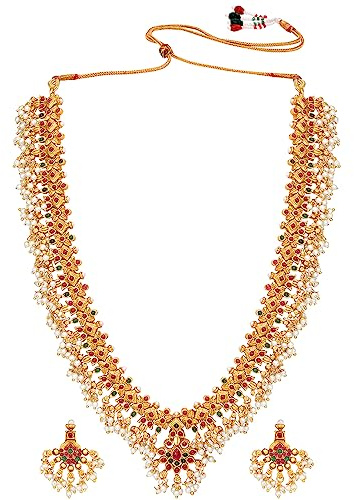 Aheli Bharatanatyam Jewelry Set for Women With Earrings Necklace CZ