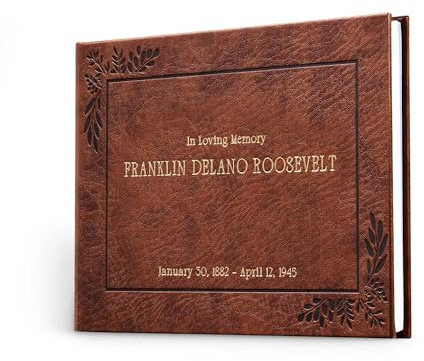 Promot Funeral Guest Book for Memorial Service- Guest Book for Funeral Celebration of Life Decorations, in Loving Memory Guestbook Set with Wide-Ruled Pages, Custom Gold Foil Embossed Text (Brown)