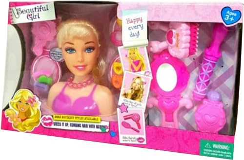 YSAMAX Head Doll Play Set, Beautiful Large Doll PLay set, Hair Styling Head, Doll Play Set for Girls, Entertaining And Fun, Pretend-Play World, Present For Girls, 2496