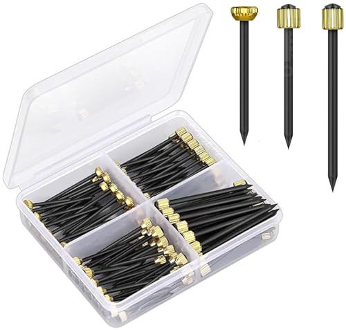 75pcs Picture Hanging Nails Pins Brass Head Wall Masonry Picture Hook Nails Pins with Plastic Storage Box for Hanging Photo Frame