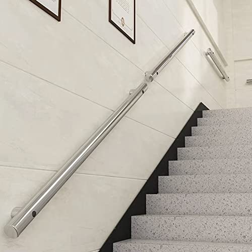 2 m Edelstahl-Treppenhandlauf, Geländer, Treppengeländer-Stützsatz, Wandmontage, Edelstahl-Handgeländer, rutschfester Treppenhandlauf für den Innen- und Außenbereich (Farbe: Silber, Größe: 8