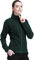 OutPro Damen-Fleecejacke Stehkragen mit durchgehendem Reißverschluss, Winddicht Schüttelvlies Damenjacke, Antistatische Lauf, Wander- und Freizeitjacke für Damen mit Taschen Tiefgrün S
