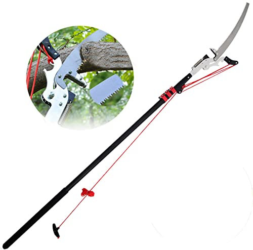 TRNMOP Podadora de pértiga 2 en 1 para podar árboles, pértiga telescópica de 7,3 m, con Cuerda de Nailon de 5,9 cm para Quitar Ramas, Herramientas de poda de árboles de Gran Alcance.