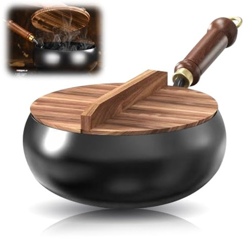 MIUUIPI Padella in ferro forgiata non rivestita, diametro 24 cm, wok fatto a mano, grande pentola per diversi stili culinari e ricette, per fornelli a gas e a induzione