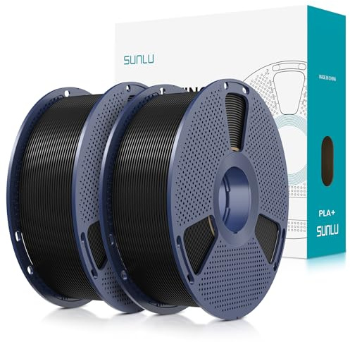 SUNLU PLA+ Filament 1.75mm 2KG, PLA Plus 3D Drucker Filament, Stärker belastbar, Neatly Wound,2 Spool 3D Druck PLA+ Filament, Maßgenauigkeit +/- 0.02mm, (Schwarz+Schwarz)
