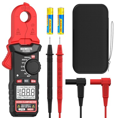KAIWEETS KC200D Mini Digital Clamp Meter, True RMS, AC/DC Voltage Current Tester with NCV Detection, Resistance, Capacitance, Diode, Frequency, and Continuity Measurement