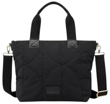 MODELISA - Bolso Tote de Hombro Acolchado con Correa Ajustable con Asa Superior Estilo Casual para Mujer (Negro)