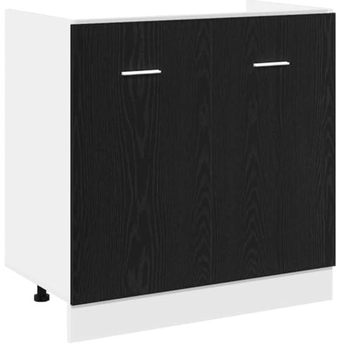 Mueble Bajo para Fregadero Roble Negro 80x46x81,5 cm Madera Ingenierizada,Mobiliario,Armarios y almacenamiento,Armarios de cocina-863227